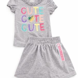 CIRCO Gray 'Cute' Graphic Tee & Skirt Set